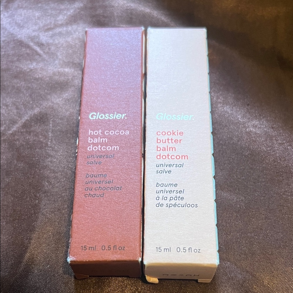 Glossier Balm Dotcom in Hot Cocoa and Cookie Butter